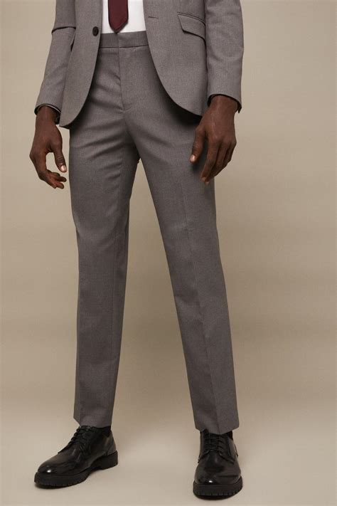 suits tailored fit light grey essential suit trousers burton