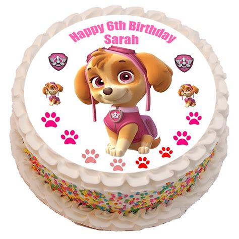 Buy Paw Patrol Skye Personalised Precut Cake Topper 8 Inch Round Edible