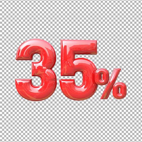 Premium Psd Number 35 Percentage Sign Symbol Color Red 3d Premium Psd