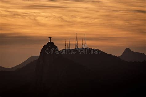 Christ The Redeemer At Sunset In Rio De Janeiro Editorial Photography