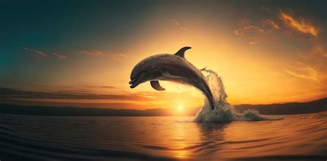 Premium Photo Dolphin Jumping Out Of Ocean Water With A Beautiful