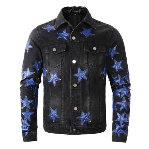 Amiri Blue Stars Denim Jacket Black