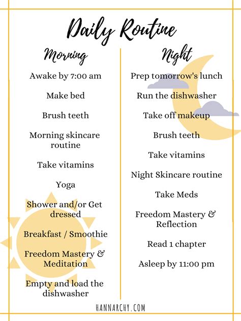 Daily Routine Printable Adult