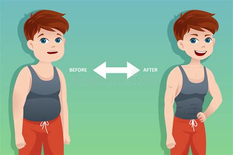 Before And After Weight Loss Stock Vector Illustration Of Cartoon