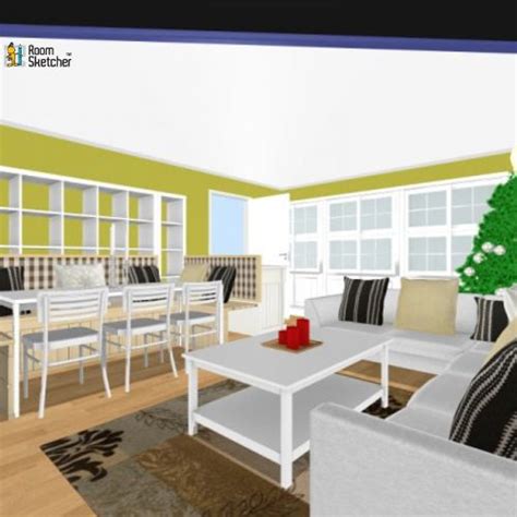 3d living room floor plan featuring ikea furniture items and christmas decorations. Pin on RoomSketcher Fans