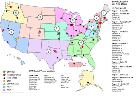 Map Of The Epa Regions And Locations Of Epa Assets