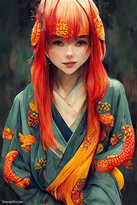 Dragon Kyoto Anime Girl Portrait Kawaii Ai
