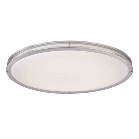 Home decorators collection 2 light flush mount ceiling light 11.5 inch. Hampton Bay Brushed Nickel LED Oval Flushmount-DC032LEDA ...