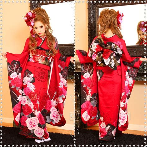 pin by hana on furisode japanese kimono kimono red