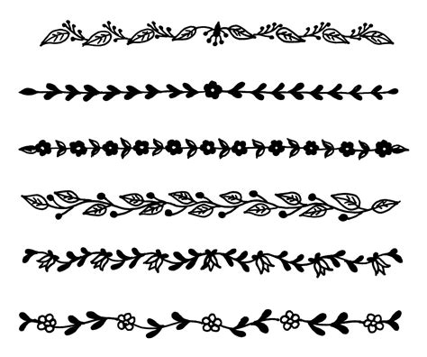 6 Flower Line Border Png Transparent