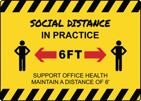 Social Distance In Practice Maintain Distance Of 6 Ft Adhesive Vinyl