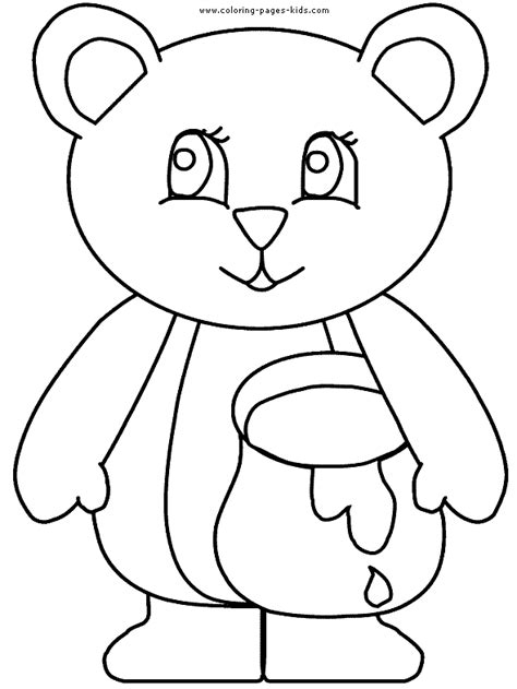 Your furry friend arrives in a cardboard shipping box. Bear holding a honey pot color page. Free printable ...