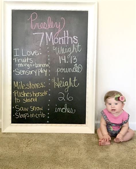 Seven Months Baby Girl Newborn Chalkboard Seven Months Old Monthly