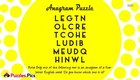 Anagram Puzzles With Answers