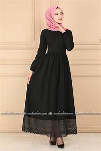 Moda Selvim Etek Ucu Güpürlü Elbise 5619mp186 Siyah Dress Outfits