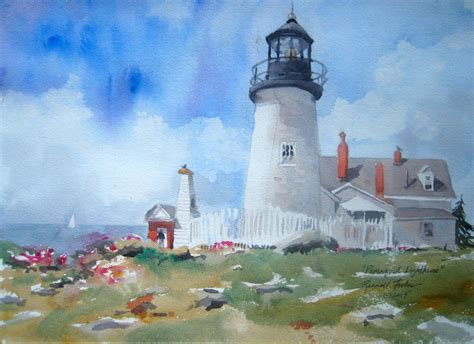 Pemaquid Point Lighthouse Watercolor Original 11x15 Small Painting