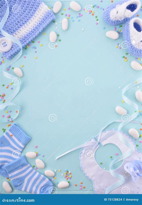 Blue Baby Shower Nursery Background Stock Photo Image Of Favors