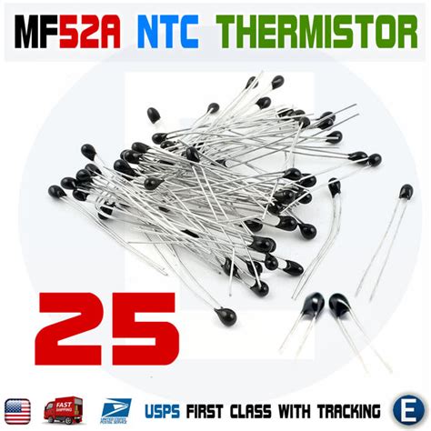 25pcs 10k ohm ntc mf52at 3950 thermistor resistor ntc mf52at mf52 10k eelectronicparts
