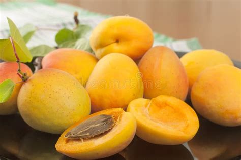 Fresh Large Apricot Stock Photo Image Of Fruit Green 32020902