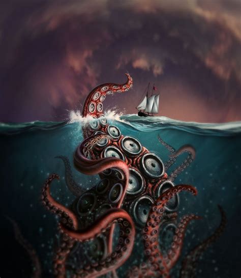 Kraken By Jerry Lofaro Creatures 2d Cgsociety Fantasy Posters