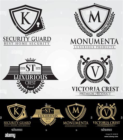 Heraldic Crest Logos Retro Vintage Royal Luxury Elegant Crests And