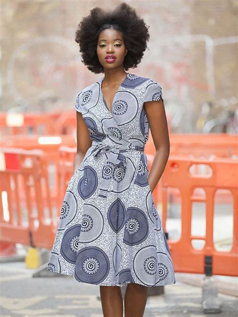 Queen African Indigo Print Wrap Dress By Gitas Portal African Fashion Dresses Wrap Dress