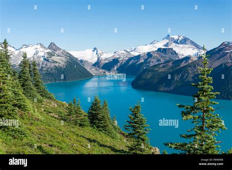Panoramic View Of Garibaldi Lake Garibaldi Provincial Park British Columbia Canada Stock