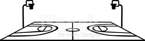 Basketball Court With Perspective On White Background Stock Clipart