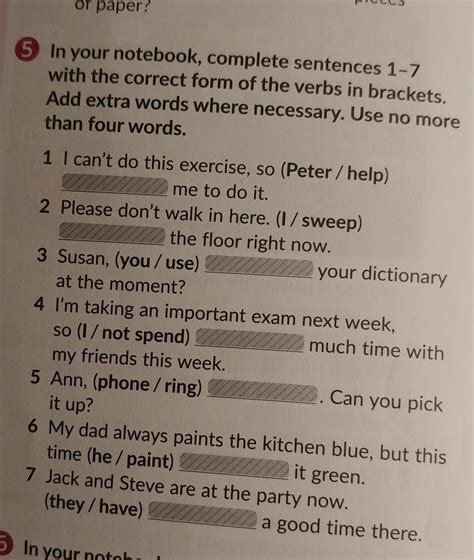In Your Notebook Complete Sentences 1-10 With The Kitchen - in your notebook, complete the sentences 1-7 with the correct form of
