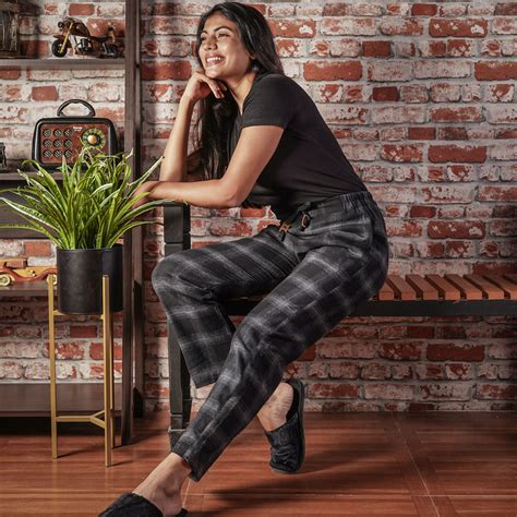 Black And Grey Checkered Flannel Pants For Women Bombay Trooper
