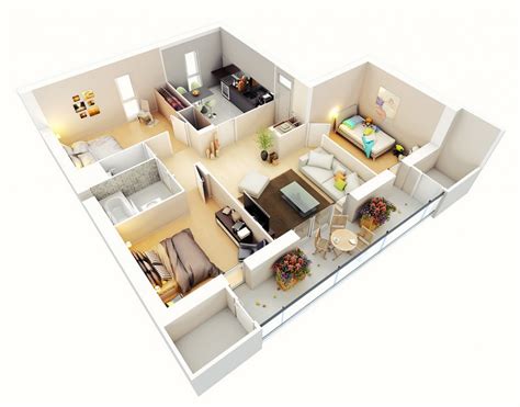 Small Three Bedroom Apartment Interior Design Ideas