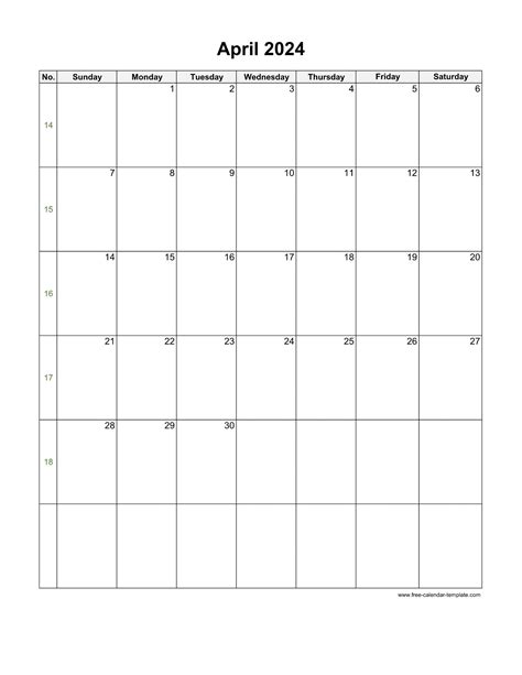 April 2024 Calendar Template 2024 Alyce Bernice