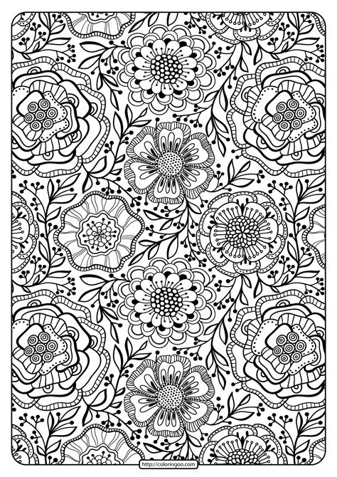 Free Printable Flower Pattern Coloring Page 14