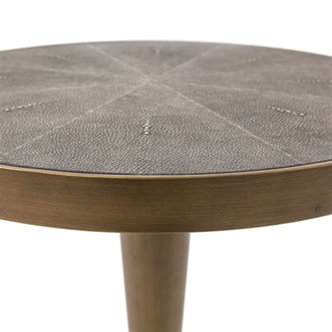 Hollywood Modern Shagreen Round Side Table Antiqued Brass Zin Home