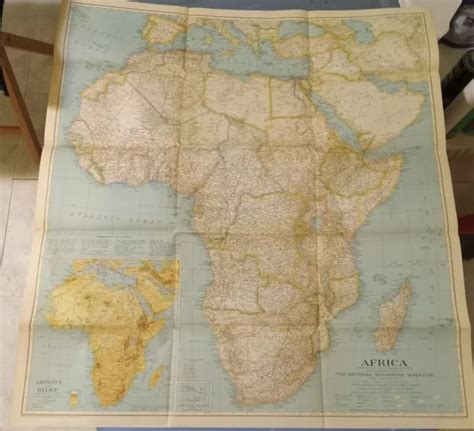 Vintage 1935 National Geographic Africa Map Folded In 9 Sections Free
