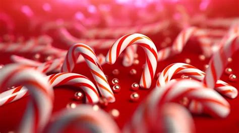 Christmas Background With Peppermint Candy Canes In 3d Render Perfect