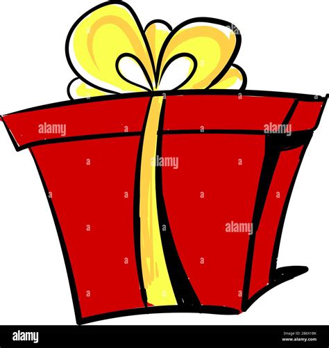 Big Red Present Illustration Vector On White Background Stock Vector