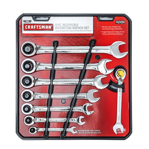 Craftsman 8 Pc Reversible Ratcheting Combination Wrench Set Inch