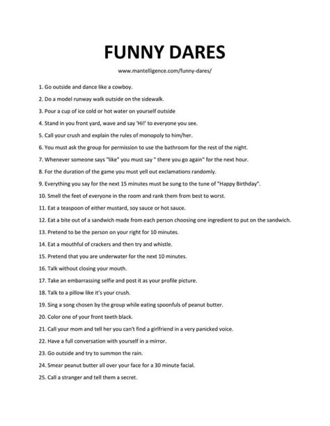 Incredibly Funny Dares The Only List You Ll Need Funny Dares Good Truth Or Dares Funny