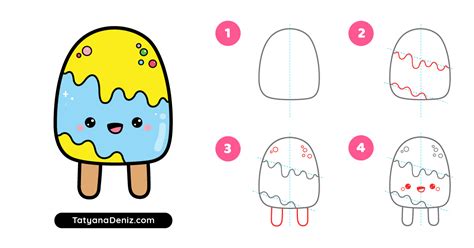 Learn how to draw animate pictures using these outlines or print just for coloring. How to Draw Cute Cartoon Popsicle with a Face Step-by-step