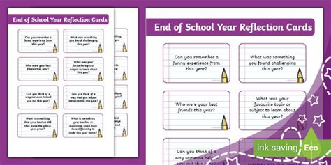 End Of School Year Reflection Cards Teacher Made
