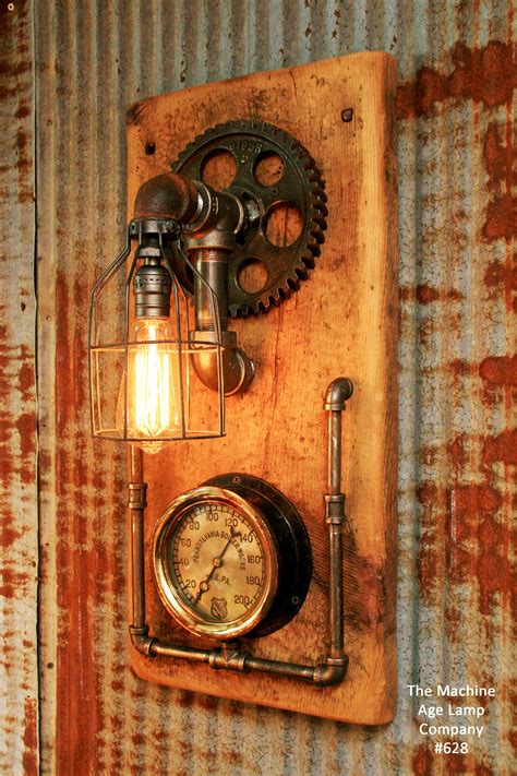 Steampunk Industrial Wall Sconce Gear Edison Steam Gauge Lamp Light