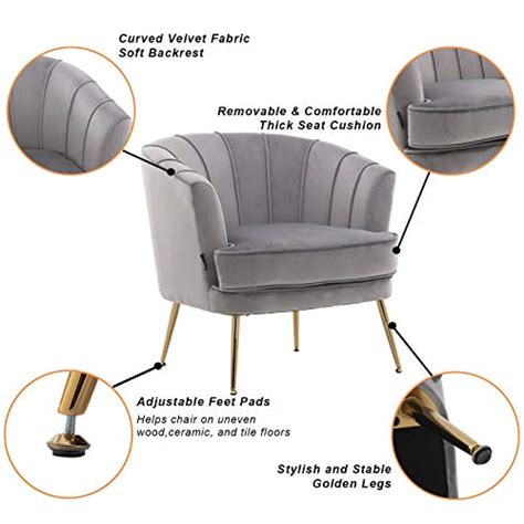 Artechworks Modern Velvet Barrel Chair Accent Armchair With Golden Legs