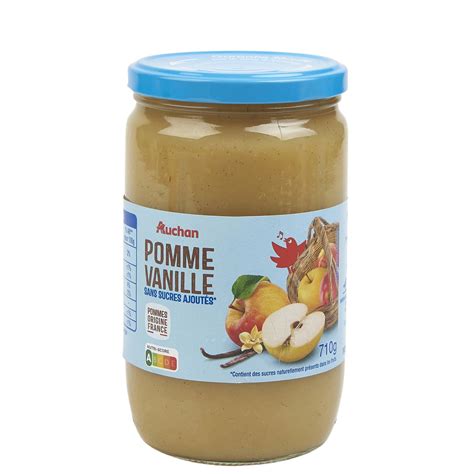 Auchan Compote Pomme Vanille Sans Sucres Ajout S G Pas Cher Prix
