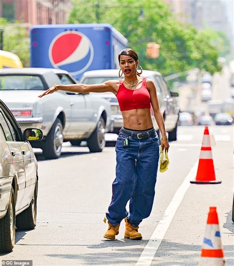 Teyana Taylor Flashes Her Washboard Abs While Filming A Scene For Her Film A Thousand And One