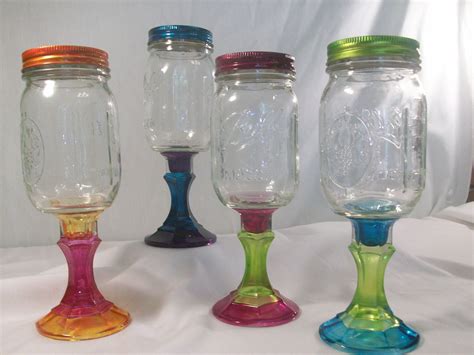 Washable Hand Painted Mason Jar Wine Glasses With Lids For Cocktails