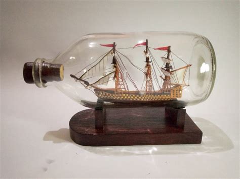 Hms Victory Miniature Ship In Bottle Glass Very Rare Etsy