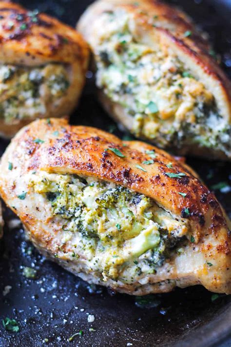 Grilling meat reduces the fat because it drips out while you cook. Broccoli and Cheese Stuffed Chicken Breast - Easy Chicken ...