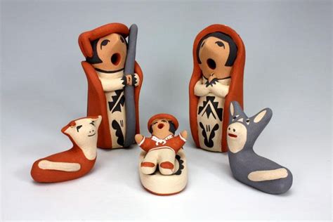 Jemez Pueblo American Indian Pottery 5 Pc Nativity Set Judy Toya