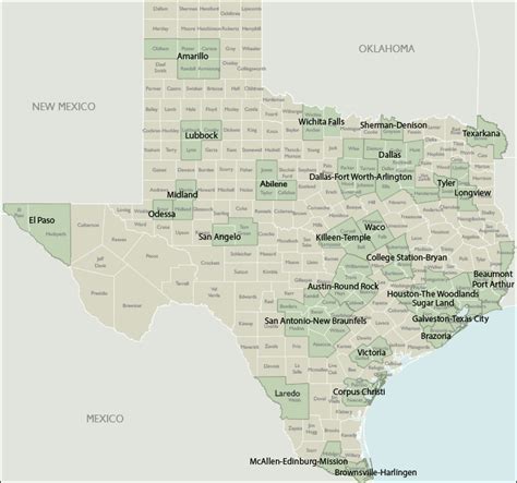 Texas Metro Area Zip Code Wall Maps